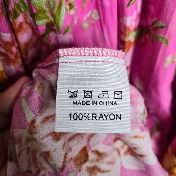 Proud Poppy Alexis Dress Pink Floral Button Front Flutter Sleeves Size XL - Picture 10 of 10